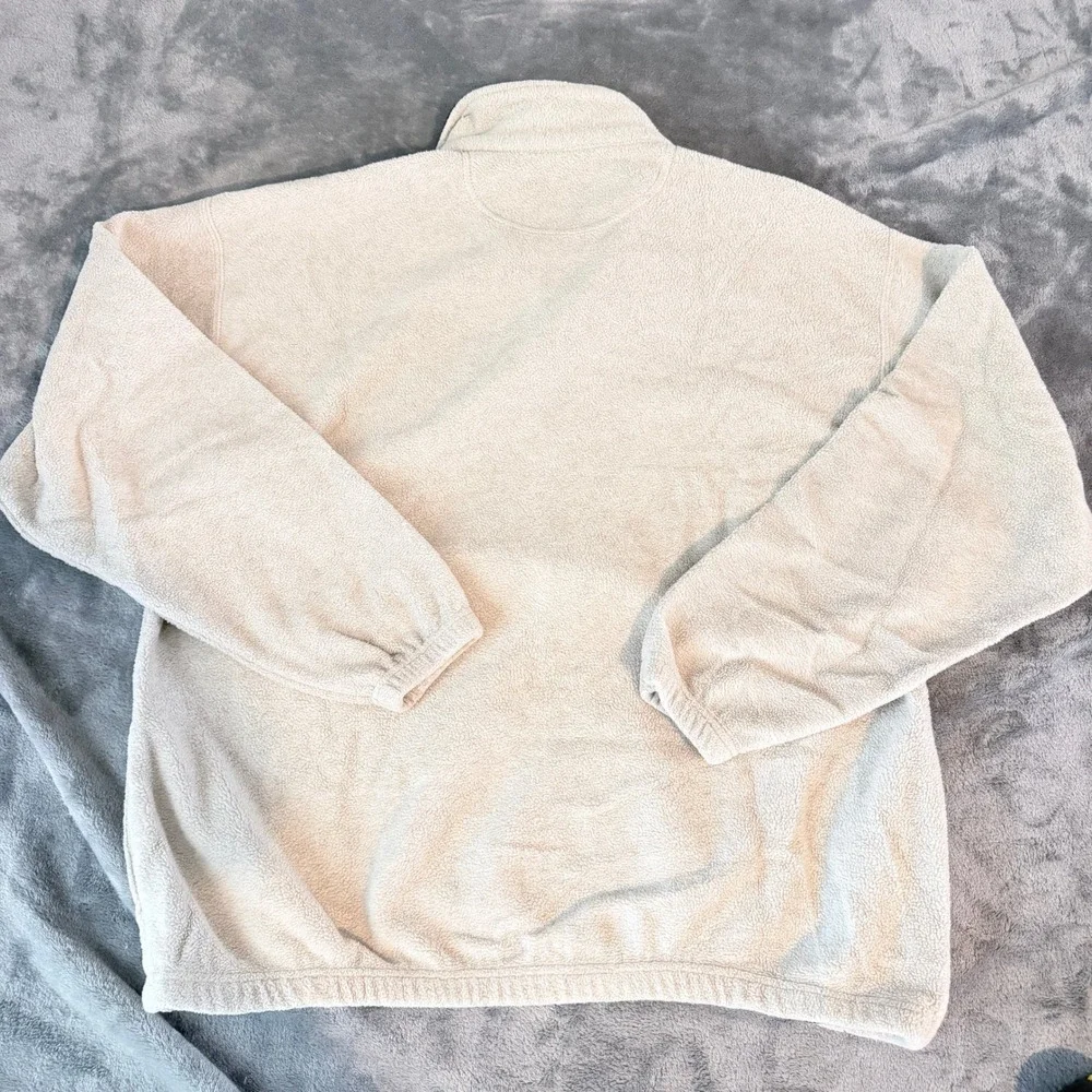 VTG Ozark Trail Mens XL Fleece Pullover Quarter Zip Cream Oatmeal Boxy Sweater